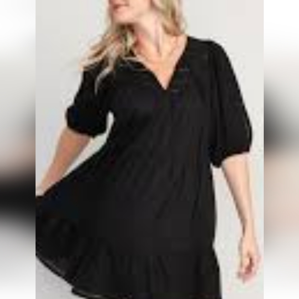 Gap cotton 3/4 length sleeve dress with pockets ruffles M tall size